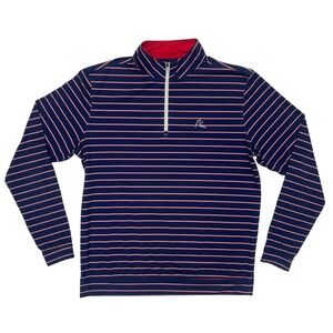 Rhoback Quarter 1/4 Zip Mens M Red White Blue Performance Pullover Golf Sweater
